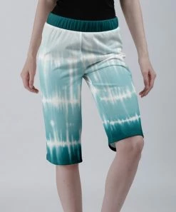 Lily | Teal & White Tie-Dye Bermuda Shorts - Plus