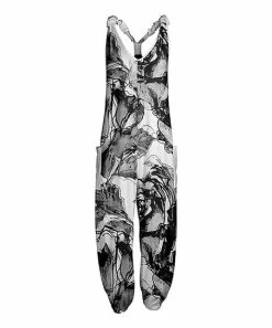 Lily | White & Gray Abstract Pocket Racerback Jumpsuit - Plus