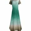 Lily | Green & Beige Ombré Short-Sleeve Handkerchief Maxi Dress - Women