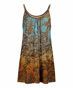 Lily | Rust & Aqua Floral Lace-Print Sleeveless Tunic - Women