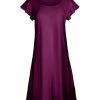 Lily | Plum Short-Sleeve Shift Dress - Plus