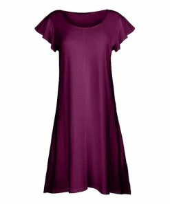 Lily | Plum Short-Sleeve Shift Dress - Plus