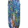 Lily | Blue & Green Abstract Side-Pocket Harem Pants - Women