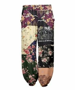 Lily | Rose Floral Patchwork Side-Pocket Harem Pants - Women