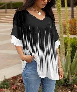 Lily | White & Black Abstract Ruffle-Sleeve V-Neck Tunic - Women