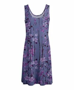 Lily | Purple & Lavender Floral Scoop Neck Sleeveless Dress - Women