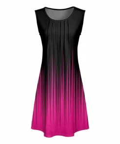 Lily | Pink & Black Abstract Pleat-Front Sleeveless Dress - Women