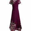 Lily | Plum & Pink Floral Short-Sleeve Handkerchief Maxi Dress - Women & Plus