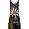 Lily | Gray & White Floral Sleeveless Strappy Dress - Plus