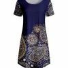 Lily | Navy & Beige Abstract Short-Sleeve A-Line Dress - Women