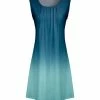 Lily | Turquoise & Navy Ombré Pleat-Front Sleeveless Dress - Women