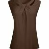 Lily | Brown Twist-Front Cap-Sleeve Tunic - Women