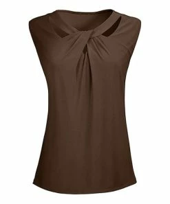 Lily | Brown Twist-Front Cap-Sleeve Tunic - Women