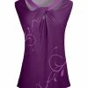 Lily | Dark Purple Abstract Twist-Front Cap-Sleeve Tunic - Plus
