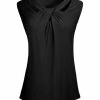 Lily | Black Twist-Front Cap-Sleeve Tunic - Women & Plus