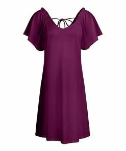 Lily | Plum Flutter-Sleeve Dress - Plus