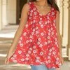 Lily | Coral & White Floral Yoke V-Neck Tunic - Women