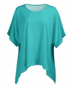 Lily | Turquoise Short-Sleeve Sidetail Tunic - Plus