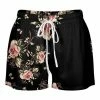 Lily | Black & Rose Floral Drawstring Shorts - Women