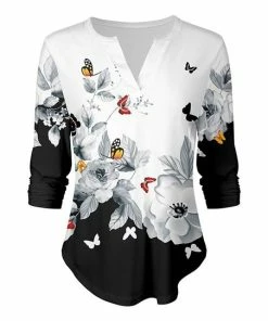 Lily | Black & White Butterfly Notch-Neck Top - Women & Plus
