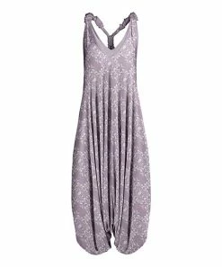 Lily | Lavender & White Abstract Knotted Racerback Harem Jumpsuit - Women