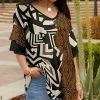Lily | Brown & Black Geometric Zebra V-Neck Ruffle-Sleeve Tunic - Women & Plus