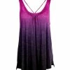 Lily | Purple & Pink Ombré Drape Crisscross-Back Sleeveless Tunic - Plus