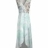 Lily | Mint & Beige Paisley Surplice Sleeveless Tulip-Hem Maxi Dress - Plus