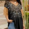 Lily | Black & Beige Floral Ruffle-Sleeve V-Neck Tunic - Women