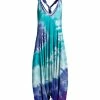 Lily | Aqua & Purple Tie-Dye V-Neck Racerback Harem Jumpsuit - Women