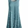Lily | Teal & White Floral Pleated Sleeveless Tunic - Women