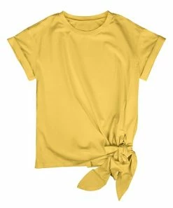 Lily | Yellow Side-Tie Crewneck Top - Women
