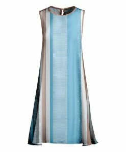 Lily | Blue & Beige Stripe Shift Dress - Plus