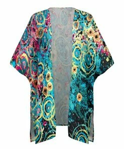 Lily | Turquoise & Yellow Abstract Circles Kimono - Women