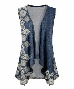 Lily | Blue & Cream Floral Vest - Women