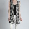 Lily | Black & White Houndstooth Open Vest - Women