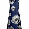 Lily | Navy & Gray Floral Sleeveless Shift Dress - Women