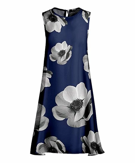 Lily | Navy & Gray Floral Sleeveless Shift Dress - Women 1 Lily | Navy & Gray Floral Sleeveless Shift Dress - Women