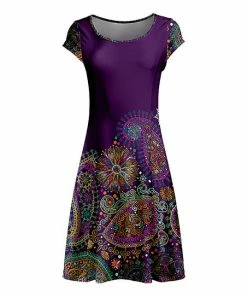 Lily | Purple & Orange Cap-Sleeve Dress - Women & Plus