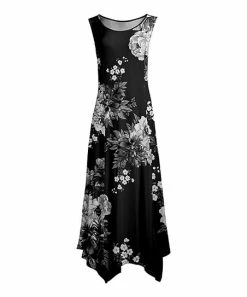 Lily | Black & Gray Floral Handkerchief Maxi Dress - Women & Plus