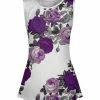 Lily | White & Purple Roses Ruched-Neck Tank - Women
