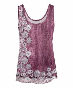 Lily | Mauve & White Floral Scoop Neck Tank - Women