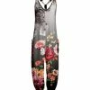Lily | Gray & Pink Floral Racerback Pocket Jumpsuit - Women