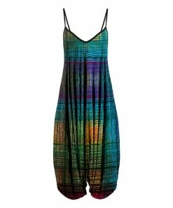Lily | Teal Abstract Stripe Harem Jumpsuit - Women