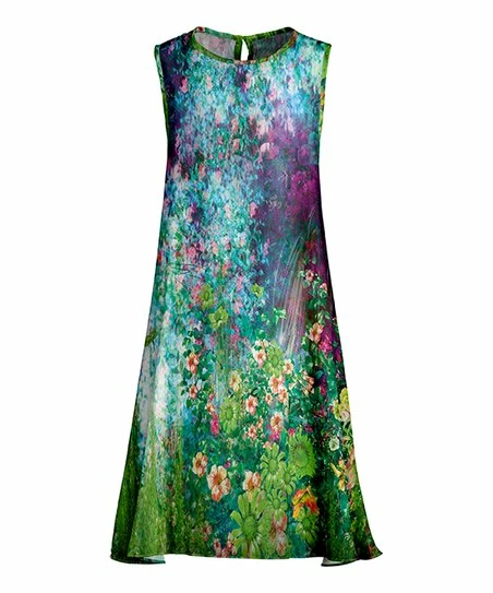 Lily | Green & Purple Floral Sleeveless Shift Dress - Plus 1 Lily | Green & Purple Floral Sleeveless Shift Dress - Plus