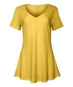 Lily | Yellow Short-Sleeve V-Neck Tunic - Women