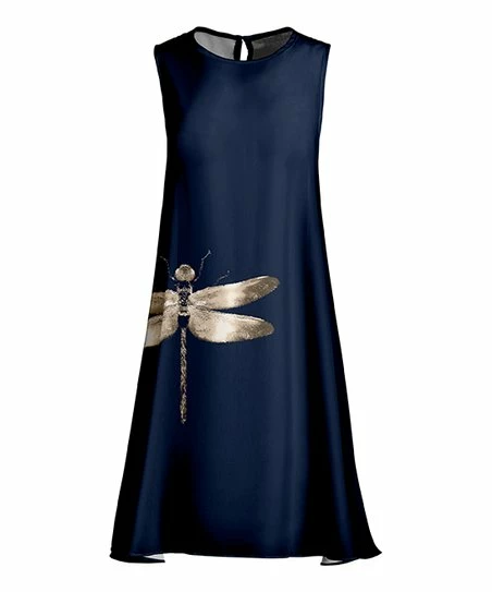 Lily | Teal & Beige Dragonfly Sleeveless Shift Dress - Women & Plus 1 Lily | Teal & Beige Dragonfly Sleeveless Shift Dress - Women & Plus