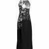 Lily | Black & White Floral Sleeveless Maxi Yoke Dress - Plus