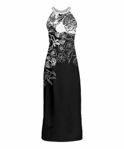 Lily | Black & White Floral Sleeveless Maxi Yoke Dress - Plus
