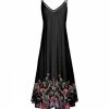 Lily | Black & Red Floral V-Neck Sleeveless Maxi Dress - Plus